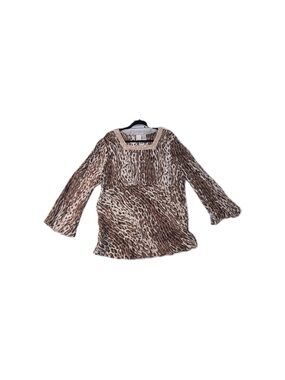 Roaman's Women's Animal Print Embellished Tunic Top Size 18W Brown Leopard